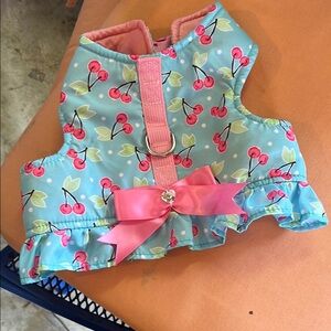 Cherry Print Dog Harness/ Vest with Pink Accents , Bling